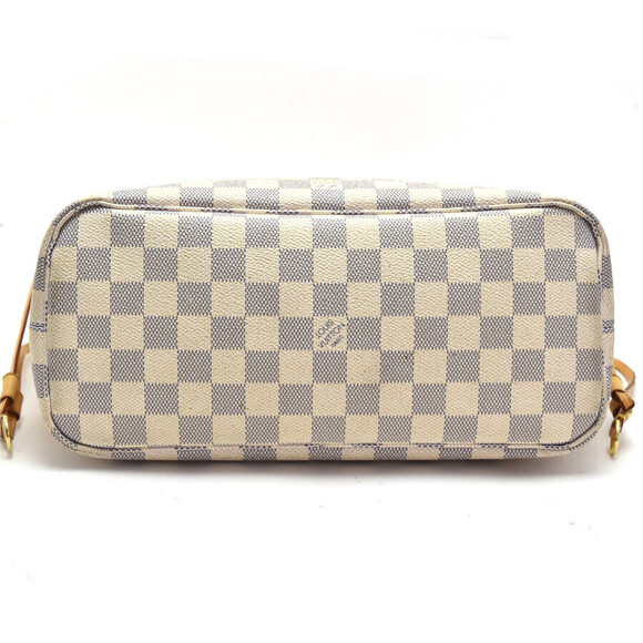 Louis Vuitton Neverfull Tote Bag Damier Azur White Canvas Leather - Picture 4 of 9